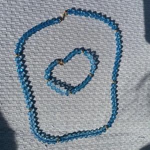 Vintage blue crystal necklace set